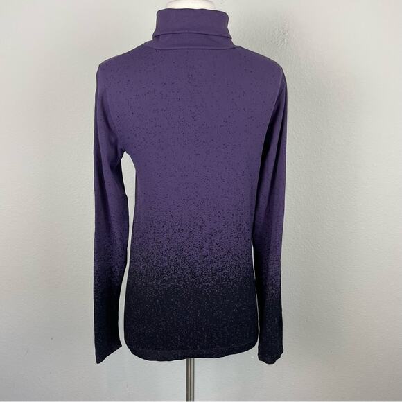 Athleta Purple Black Ombre Ribbed Knit Turtleneck Sweater Medium - Picture 7 of 8